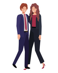 young couple of business avatar character