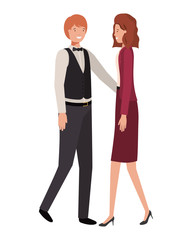 young couple of business avatar character