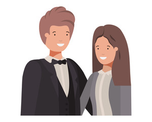 young couple of business avatar character