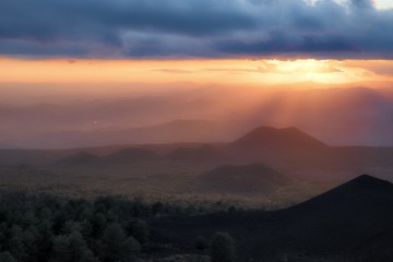Dramatic Sky At The Sunset in Etna Park, Sicily