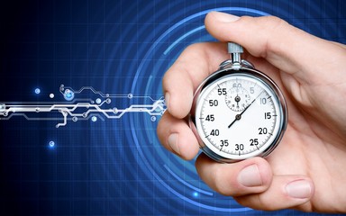 Close-up Stopwatch in Human Hand, Timer
