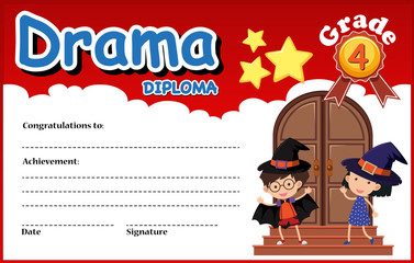 Obraz premium Drama diploma certificate template