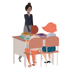 female teacher in the classroom with students