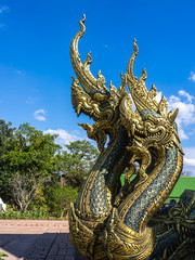King of naga statue  in Thai temple