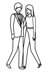 Fototapeta na wymiar young couple of business avatar character