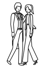 young couple of business avatar character
