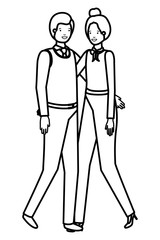 young couple of business avatar character