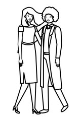 young couple of business avatar character