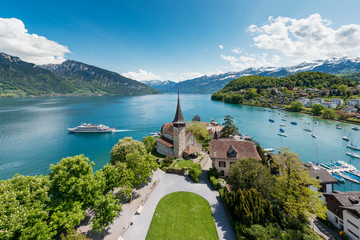 Spiez Castle With Sailboat Lake