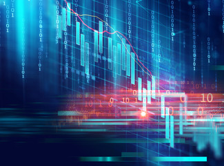 stock market investment graph with indicator and volume data.