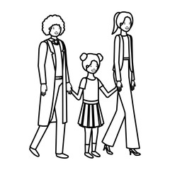 parents couple with daugether avatar character