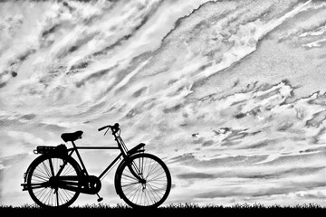 Fototapeta premium silhouette vintage bike on white background.