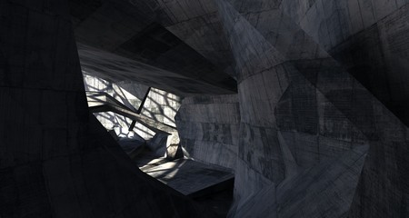 Abstract white and concrete interior. 3D illustration and rendering.