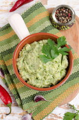 Mashed potatoes with green pesto