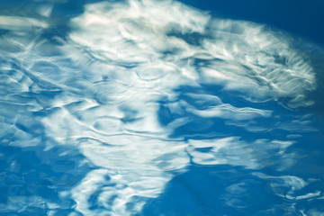 The smooth natural blue water background with bokeh  abstract on the sea or ocean,vintage and soft colored blur.