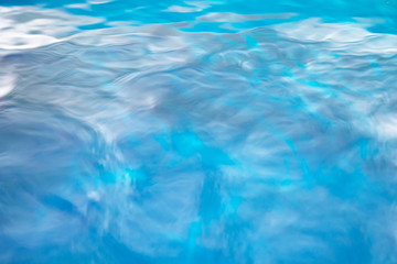 The smooth natural blue water background with bokeh  abstract on the sea or ocean,vintage and soft colored blur.