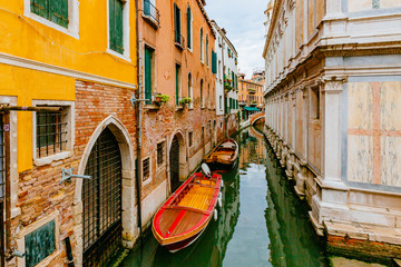 Venetian houses and canal in Venice, Italy