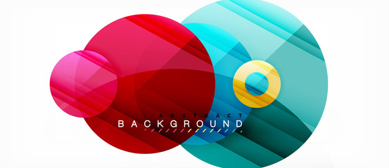 Glossy colorful circles abstract background, modern geometric design