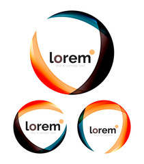Set of geometric shape convergence logo design templates