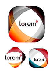 Set of geometric shape convergence logo design templates