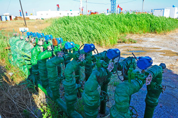 The pipe and valve oil fields