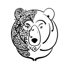 Ornate bear face, sketch for your design