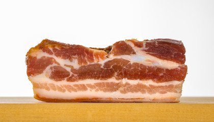 Closeup of fat, smoked bacon