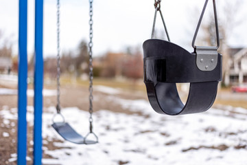 Swingset closeup in winter