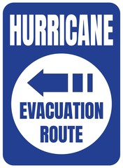 Hurricane Evacuation Route Road Sign Blue Square White Circle