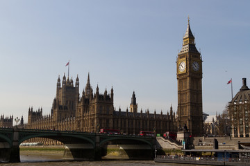 Fototapeta na wymiar The Houses of Parliament and Elizabeth Tower, commonly called Big Ben