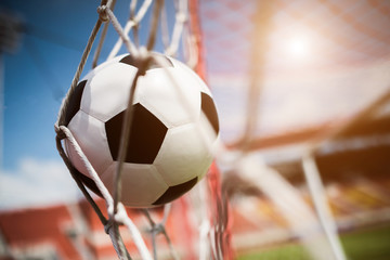 Soccer into goal success concept