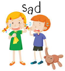 Two child sad emotion