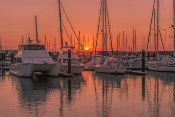 Fototapeta na wymiar yachts at sunset
