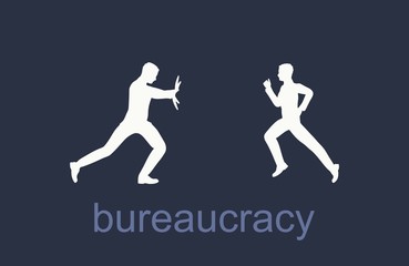 Businessmen stopped by bureaucrat . Bureaucracy concept. Flat illustration