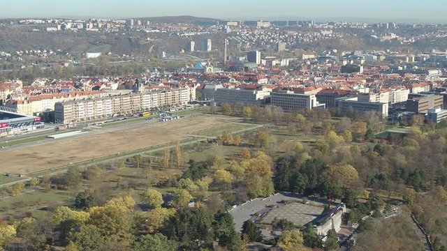 Drone aerial Prague General Arena downtown european city