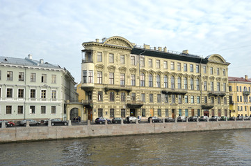 Fototapeta na wymiar Bezobrazov's house on the waterfront Fontanka in St. Petersburg