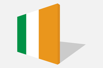 Ireland national flag in 3d perspective.
