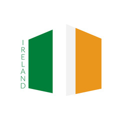 Ireland national flag in 3d perspective.