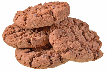 Round muesli cookies with chocolate isolated