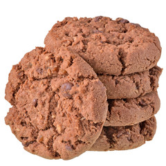 Round muesli cookies with chocolate isolated