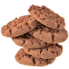 Round muesli cookies with chocolate isolated