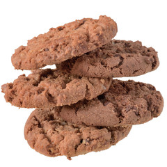 Round muesli cookies with chocolate isolated