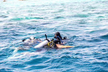 Diving people in Red Sea