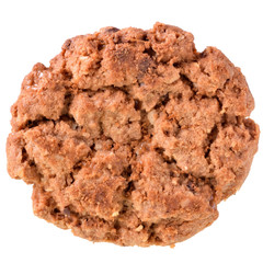 Round muesli cookies with chocolate top view isolated