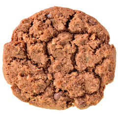 Round muesli cookies with chocolate top view isolated