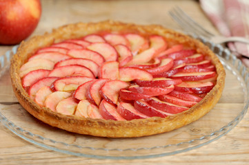 apple pie on wooden background
