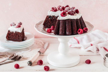 Sliced Chocolate Raspberry Cake