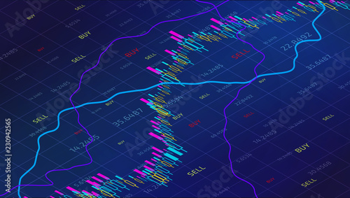 Business Trade Graph Wit!   h Tending Candle Stick Stock Market - 