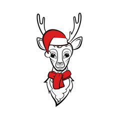 Head of a reindeer. Vector illustration. Christmas animals