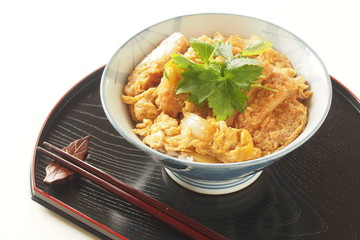 カツ丼　a deep-fried pork cutlet rice bowl